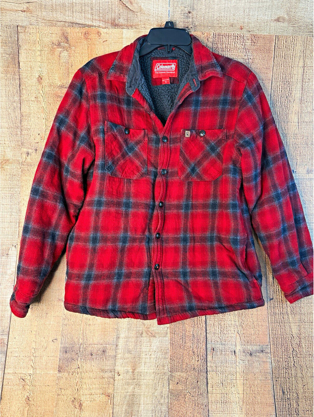 Coleman Sherpa Lined Flannel Shirt Jacket Men S Red Plaid Workwear Gorpcore